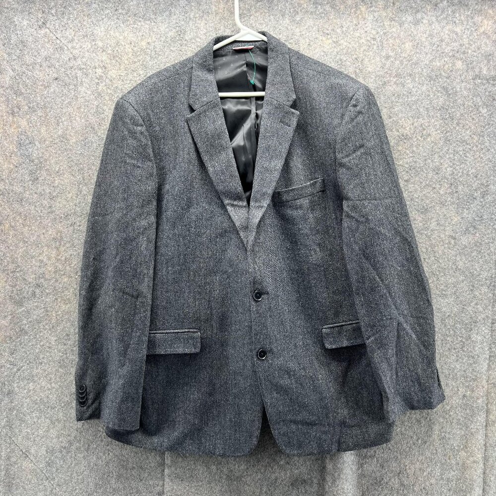 Tommy Hilfiger Blazer Men 46R Gray Suit Dress Jacket Wool Sports herringbone